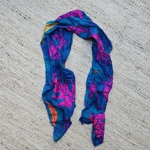 Vibrant Blue and Pink 100% Silk Scarf